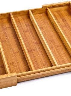 Wooden Adjustable Flatware Organizer